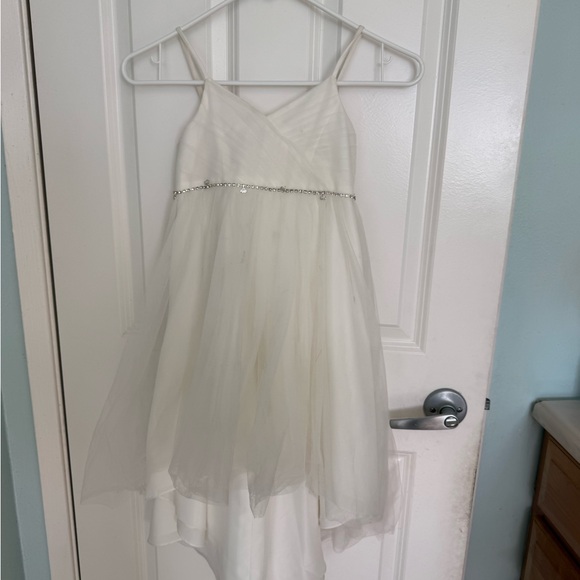 David's Bridal Ivory Kids Dress with Silver Accents - Picture 2 of 5